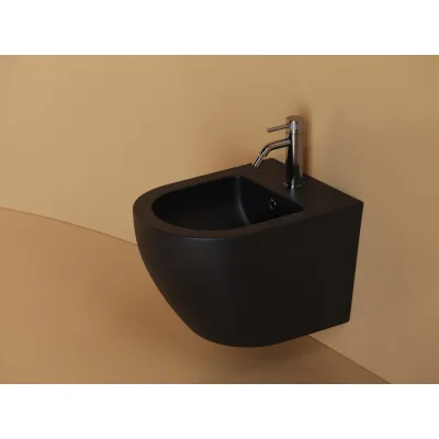 Подвесное биде Ceramicanova Uno, 1 отверстие под смеситель, с крепежом для полностью скрытого монтажа, цвет черный матовый CN11002MB