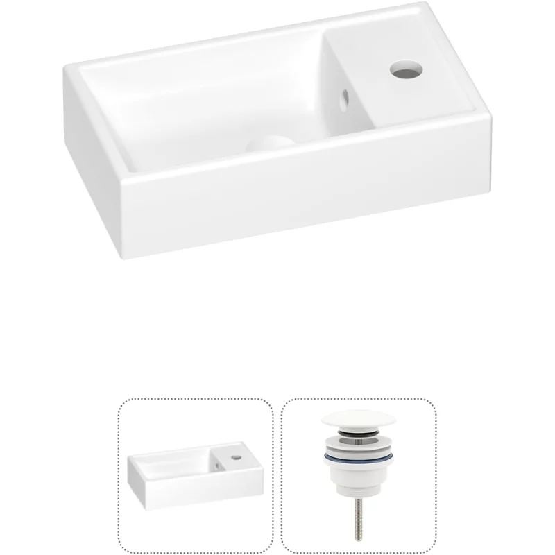 Раковина для ванной Wellsee WC Area в наборе 2 в 1: подвесная/накладная раковина; универсальный донный клапан в цвете матовый белый 202011558