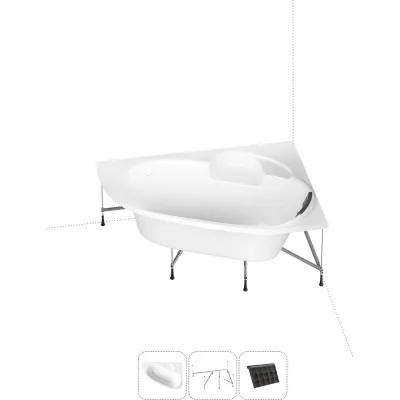 Угловая акриловая ванна 160 х 105 с каркасом Lavinia Boho Bell Pro в наборе 3 в 1 S1-370216PR