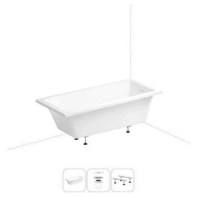 Акриловая ванна Wellsee 180х85 см FreeDom 2.0 в наборе 3 в 1 20212798R