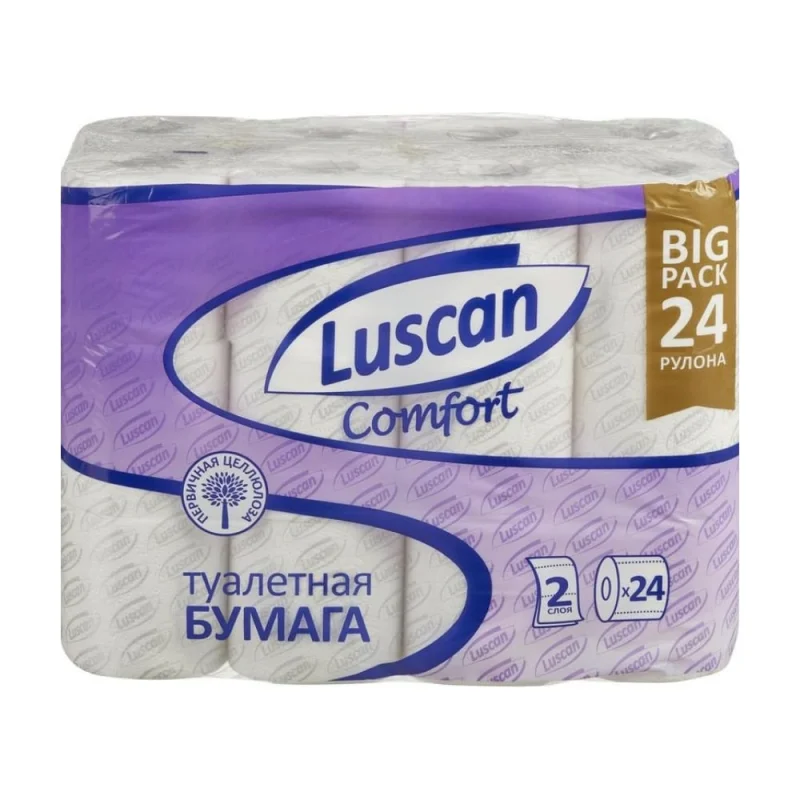 Туалетная бумага Luscan Comfort 2 слоя, белый, 100% целлюлоза, 20,04 м., 167 л., 24 шт/уп 1574572