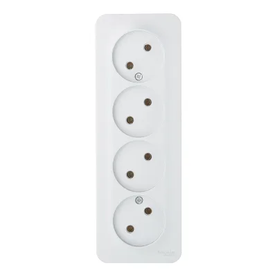 Розетка четверная Systeme Electric Blanca накладная алюминий без заземления (BLNRA000413)