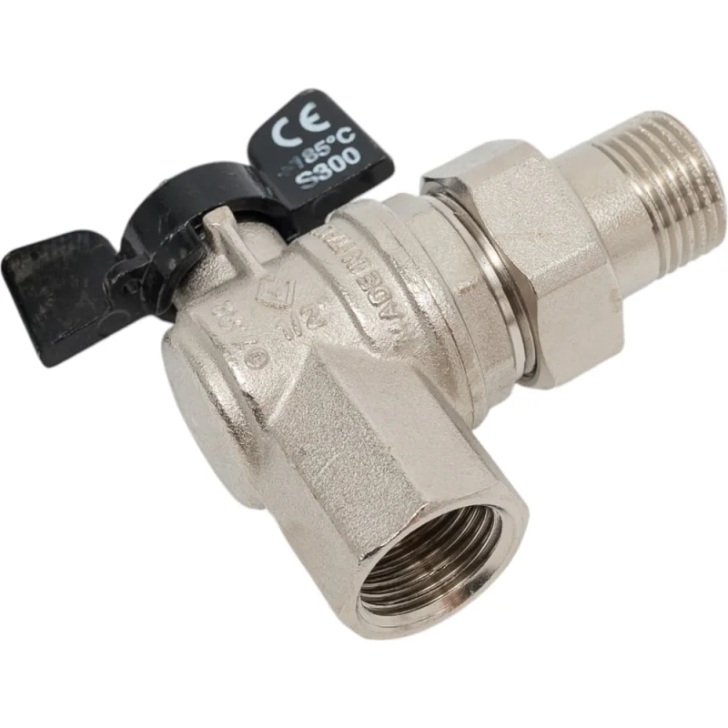 Угловой кран Американка Н/В Ду-15 /1/2" Бабочка черная Bugatti OREGON 05940001