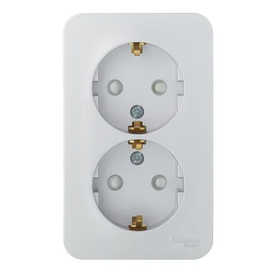 Розетка двойная Systeme Electric Blanca накладная алюминий с заземлением со шторками (BLNRA011213)