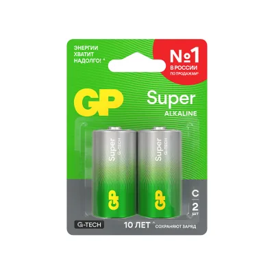 Батарейка GP Batteries Super Алкалин C LR14 1,5 В (2 шт.) (GP 14AA21-2CRSBC2)