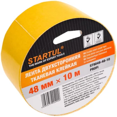 Двухсторонняя тканевая клейкая лента STARTUL 48 мм 10 м Profi ST9049-48-10
