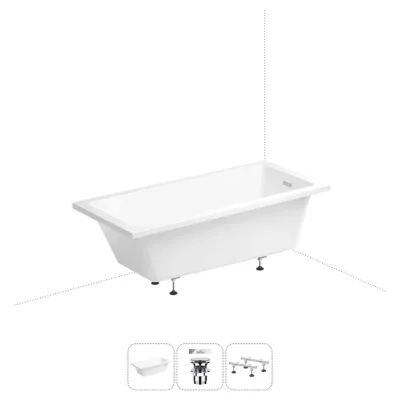 Акриловая ванна Wellsee 150х80 см FreeDom 2.0 в наборе 3 в 1 20212793R