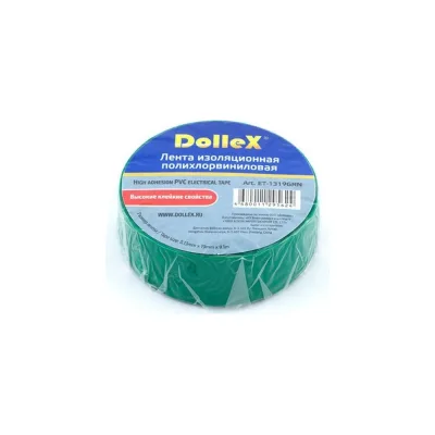 Изоляционная ПВХ лента DolleX PVC, зеленая, 19 мм х 9,10 м, 10 шт. ET10-GRN