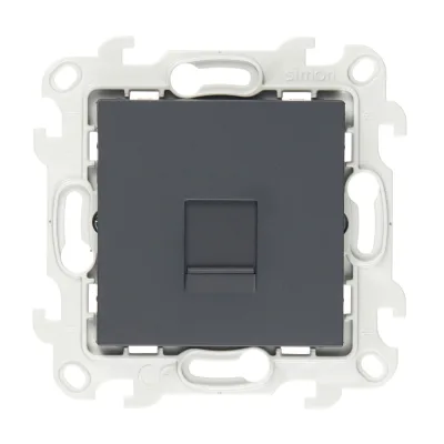Розетка компьютерная Simon 24 Harmonie встраиваемая графит 2хRJ45 (2410598-038)