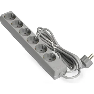 Удлинитель ExeGate ECE-6-1.8G 6 евророзеток с заземлением, 1.8м, серый 285829