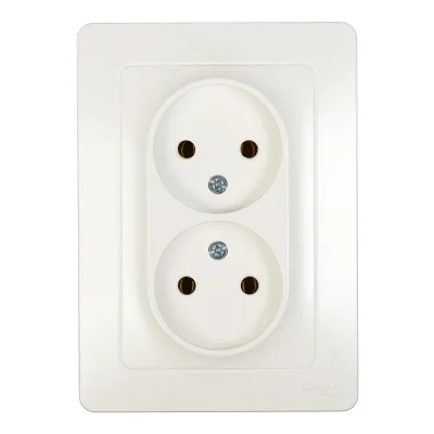 Розетка двойная Systeme Electric Blanca встраиваемая молочная без заземления (BLNRS000022)