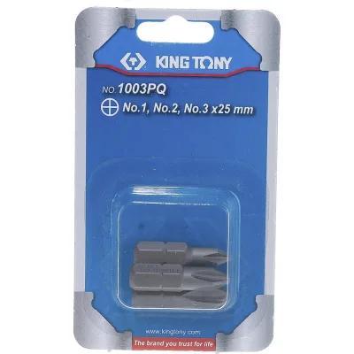 Набор вставок (бит) 1/4", крестовые, №1, №2, №3, 3шт KING TONY 1003PQ