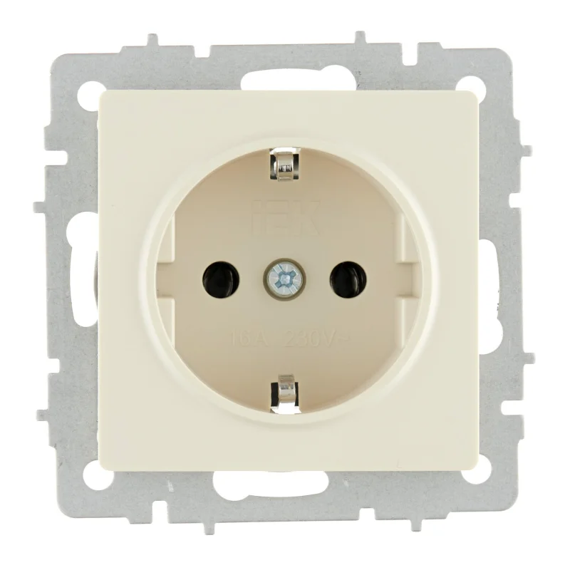 Розетка IEK Brite встраиваемая бежевая с заземлением (BR-R11-16-K10)