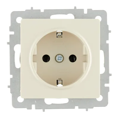 Розетка IEK Brite встраиваемая бежевая с заземлением (BR-R11-16-K10)