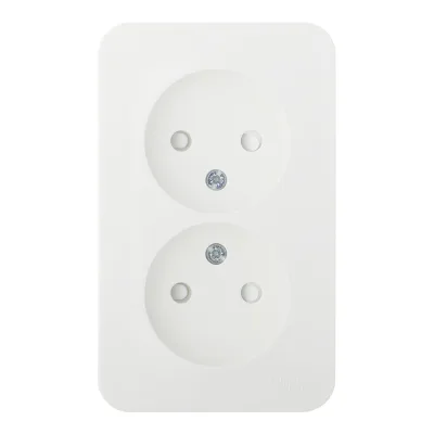Розетка двойная Systeme Electric Blanca накладная молочная без заземления со шторками (BLNRA001212)