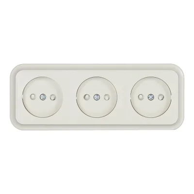 Розетка тройная Svet накладная бежевая без заземления (EV0361-8332/4891/4890)