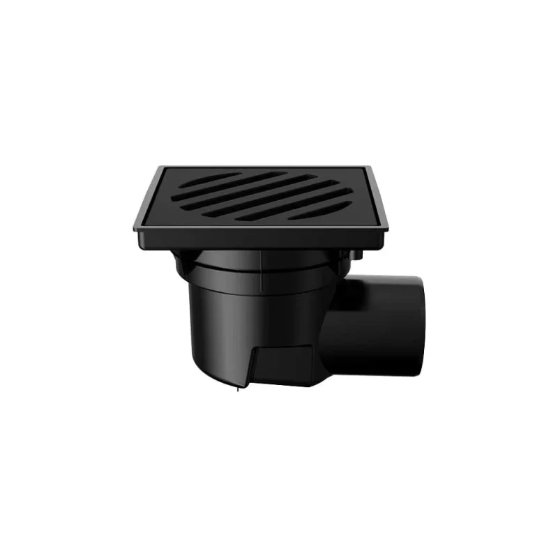 Нерегулируемый трап Fachmann Т 605 PNsP 246x244 горизонтальный выпуск dn 110 с корзинкой и незамерзающим сифоном, решетка чугунная, пластиковый подрамник 04.091