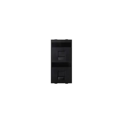 Адаптер Simon на 2хRJ45 коннектора, S-модуль, с защитными шторками, графит S76B-14
