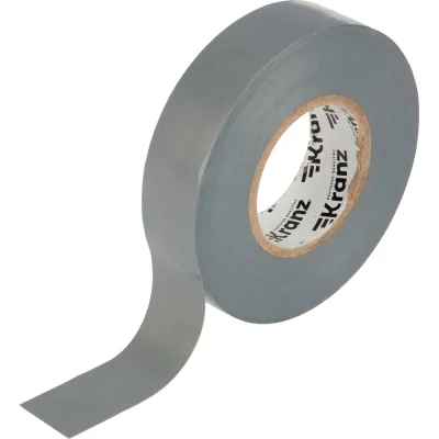 Профессиональная изолента ПВХ KRANZ 0,18х19 мм, 20 м, серая KR-09-2808