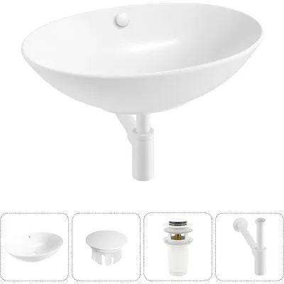 Набор 4 в 1 Wellsee Bliss накладная раковина 63x42 см, состоит из 32820100S, 14 20217045R