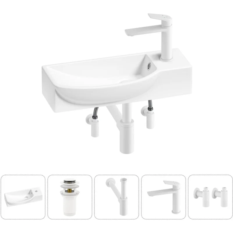 Комплект Wellsee 5 в 1 Lavinia Boho Bathroom Sink накладная/подвесная раковина 50x24 см 20216176R