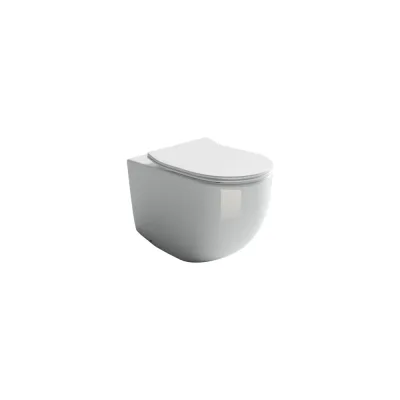 Напольный пристенный унитаз-соло Ceramicanova Metropol Rimless, глубокий смыв, горизонтальный (универсальный) выпуск, с крепежом, ультра тонким с сидением и крышкой CN4004MB
