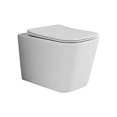 Унитаз подвесной Ceramicanova Cubic безободковый белый с сиденьем дюропласт микролифт (CN1806)