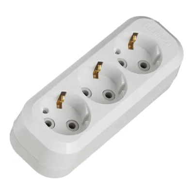 Колодка 3 розетки Makel с заземлением 16 А 250 В 2,2 кВт IP20 белая (MGP131)