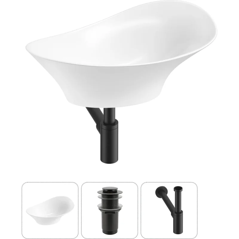 Комплект 3 в 1 Wellsee Bathroom Sink накладная раковина 56x33 см, состоит из 3331111 20215353R