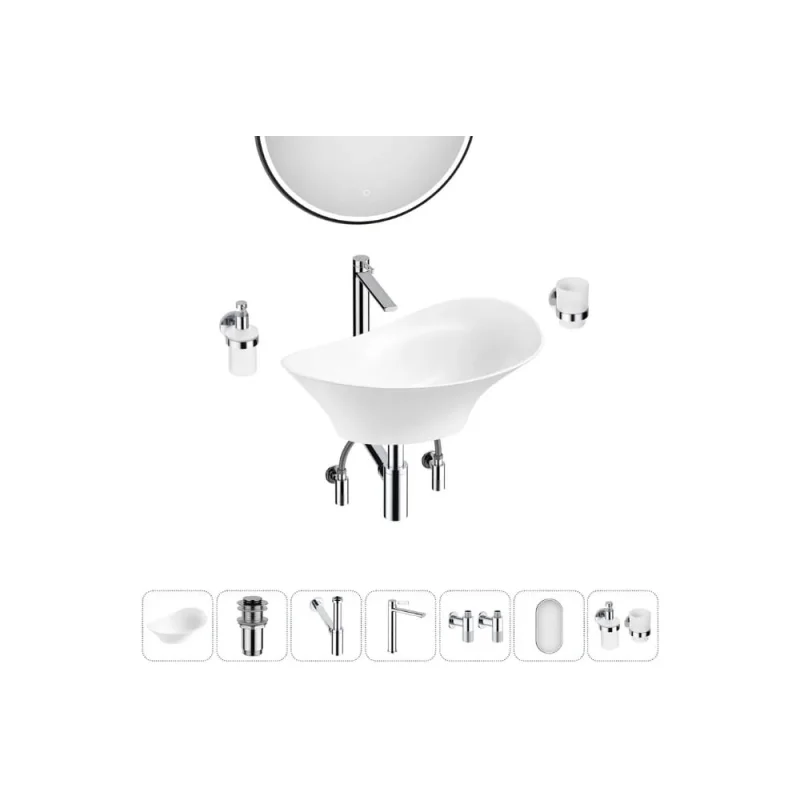 Комплект Wellsee 7 в 1 Lavinia Boho Bathroom Sink накладная раковина 56x33 см 20219389R