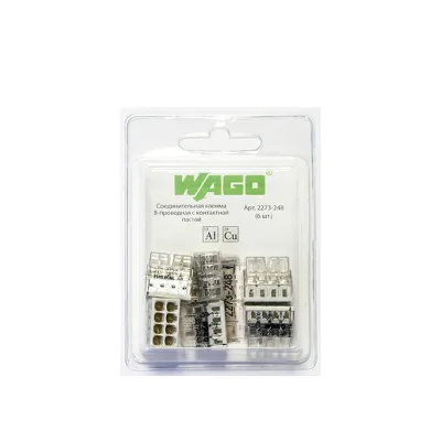 Клемма на 8 проводов Wago 2273-248 0,5-2,5 кв. мм самозажимная с пастой (6 шт.)