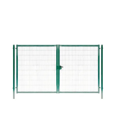 Ворота распашные с панелью 2D Medium и столбами 3,5х2,03 м зеленые RAL 6005
