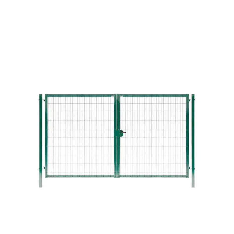 Ворота распашные с панелью 2D Medium и столбами 3,5х2,03 м зеленые RAL 6005