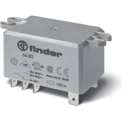 Силовое реле Finder 2но конт. 30а, 230в Ac, подключение через fAston, фланц монт., 668282300300