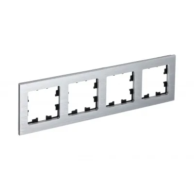 Рамка Systeme Electric AtlasDesign Nature четырехместная серебро (ATN312104)