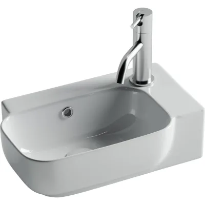 Рукомойник подвесной прямоугольный Ceramicanova 403x249x140, с отверстием под смеситель (чаша слева, отверстие под смеситель справа), цвет белый CN6074L