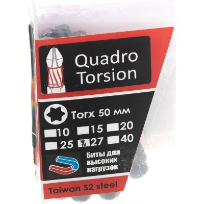 Бита Torx (10 шт; T27; 50 мм; 1/4") Quadro Torsion 432750