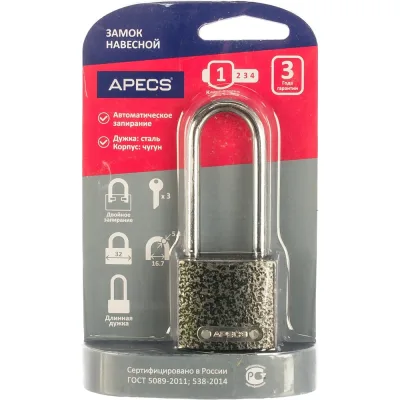 Замок навесной APECS PD-01-32-L-Blister 15921 00015921