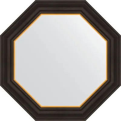 Зеркало в багетной раме EVOFORM черное дерево с золотом 71 мм, 58x58 см BY 7402