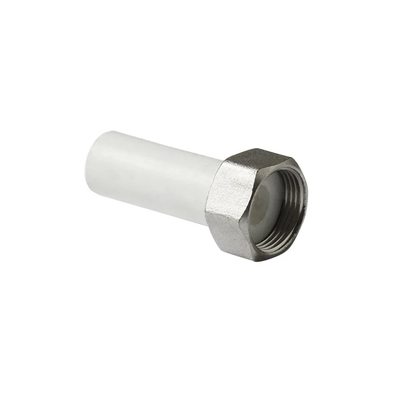 Штуцер с накидной гайкой PRO AQUA PP-R белый d-20 мм 3/4" PA70010b