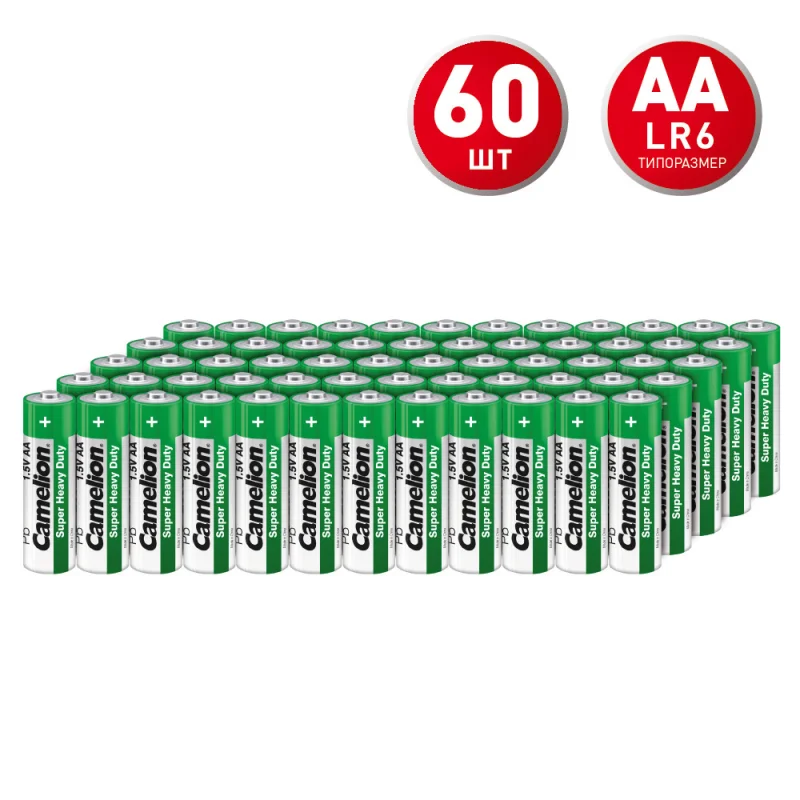 Батарейка Camelion АА пальчиковая R6 1,5 В (60 шт.) (R6P-SP4G)