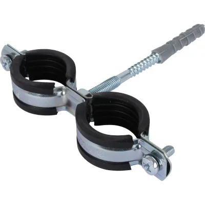 Двойной хомут для труб STOUT Sac-0020-200001 1"(32-35) к-т: хомут, шпилька-шуруп, дюбель пл. RG00914JHLOBQP