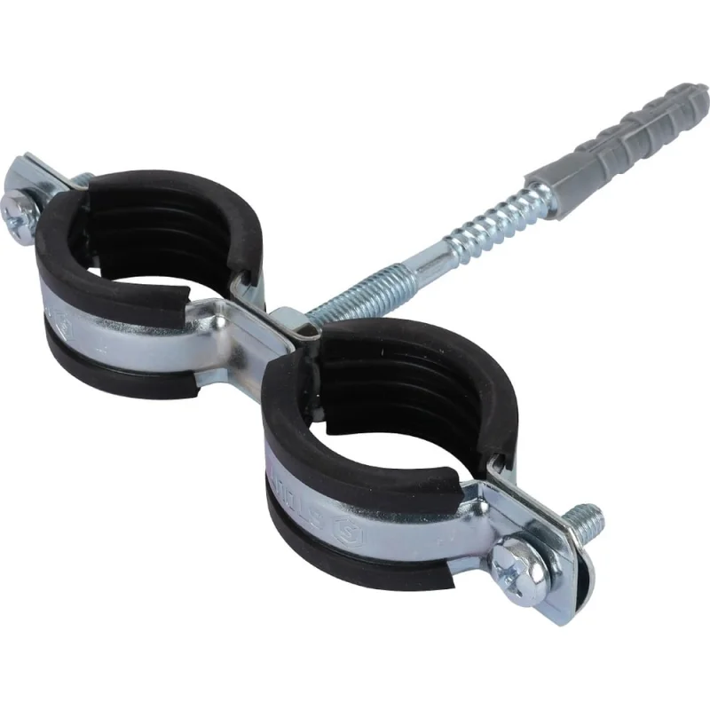 Двойной хомут для труб STOUT Sac-0020-200001 1"(32-35) к-т: хомут, шпилька-шуруп, дюбель пл. RG00914JHLOBQP