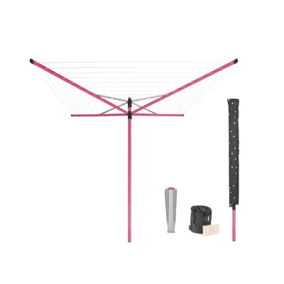 Сушилка для белья напольная уличная Brabantia Lift-O-Matic 50 м 1870х2950х2950 мм с чехлом мешком прищепками розовая