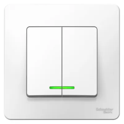 Выключатель Systeme Electric Blanca двухклавишный встраиваемый белый с подсветкой (BLNVS006511)