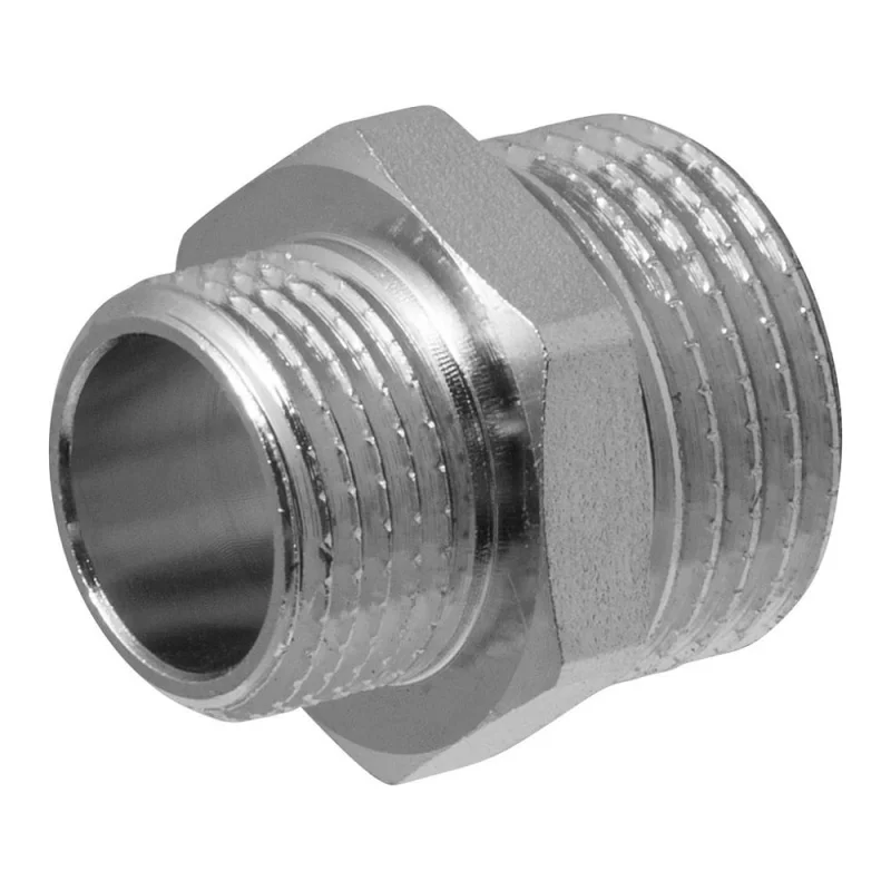 Ниппель-переходник MPF 1/2" х 3/8" бочонок наружная резьба ИС.072172