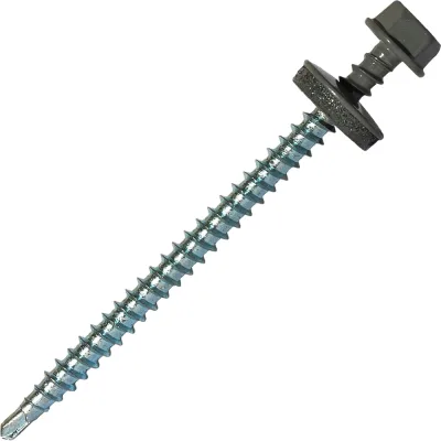 Саморез кровельный по дереву HARDWEX ТМ HWX2-W-P5-4.8x70 мм, св.№1, RAL 7005, 100 шт. 5190000023385