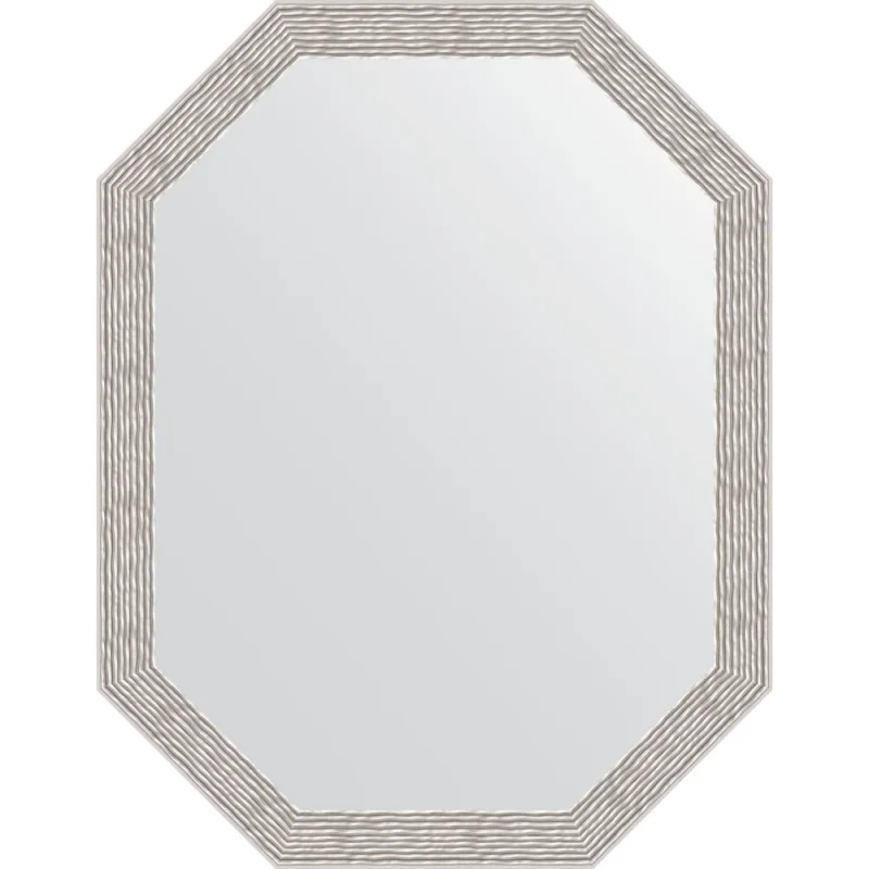 Зеркало EVOFORM в багетной раме - волна алюминий 46 mm (53x68 cm) 7010