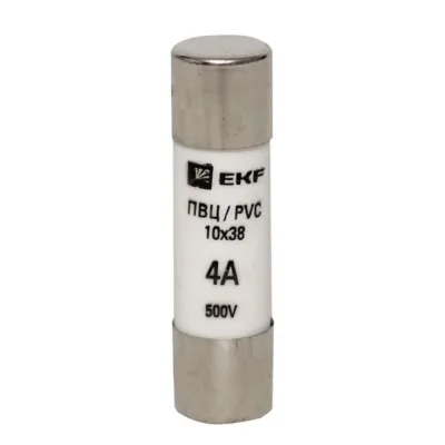 Вставка плавкая EKF ПВЦ 4А 50 кА 500 В цилиндрическая (pvc-10x38-4)