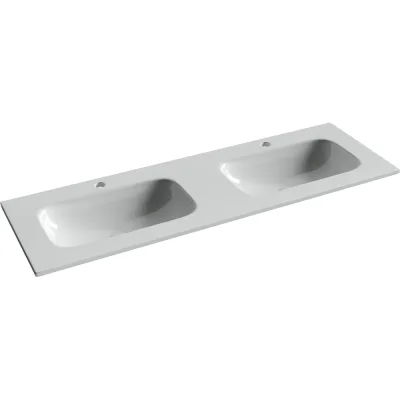 Раковина накладная мебельная Ceramicanova Grace прямоугольная 1410x457x137 с двумя чашами и отверстиями под смеситель цвет белый CN7022